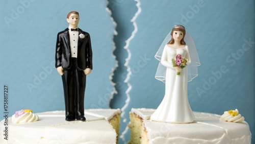 Wallpaper Mural Wedding cake separated showing divorce with bride and groom figures Torontodigital.ca