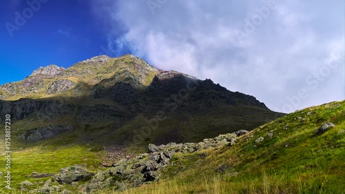 Time lapse of the Pyrenees: Mountains and Moving Clouds