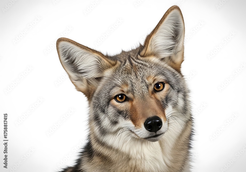Fototapeta premium Coyote head portrait isolated on white background