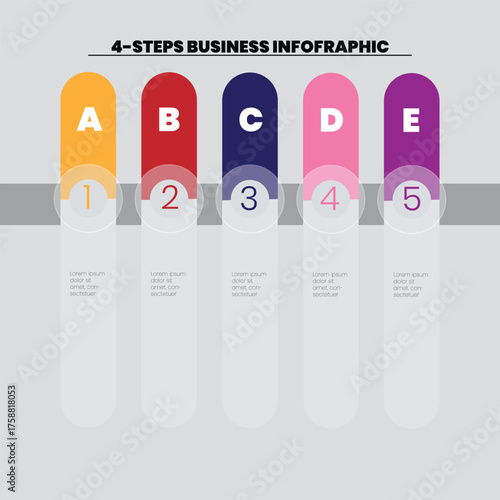 Four-Step Business Infographic – Color-Coded Pillars with Central Narrative, Modern Data Visualization