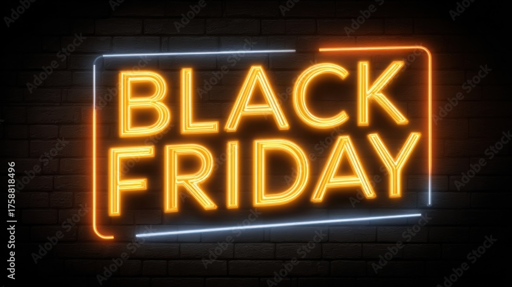 Obraz premium glowing black friday neon sign,