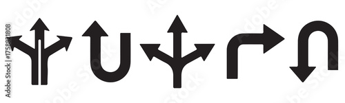 Arrow Direction Vector Set. Road Navigation and Turn Icons