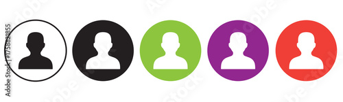 Colorful User Profile silhouette vector icon Set. Minimal Human Avatar Symbol Collection
