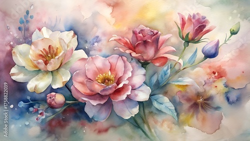 watercolor painting of flowers