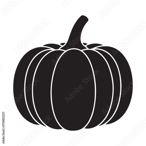 Pumpkin Silhouette Vector icon Illustration. Black Halloween Icon