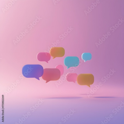 Colorful 3D Chat Bubbles on Gradient Background