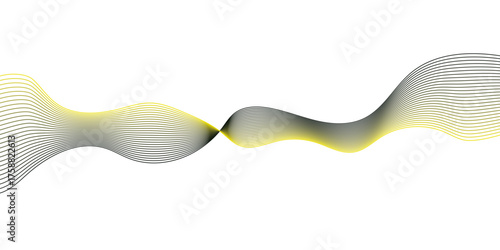 Abstract wave element for design. Digital frequency track equalizer. Stylized line art background. Vector illustration. Wave with lines created using blend tool. Curved wavy line, smooth stripe.