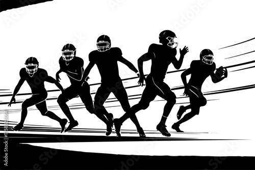 American Football Player Silhouette Set