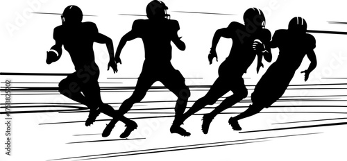 American Football Player Silhouette Set