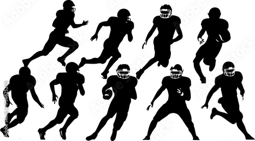 American Football Player Silhouette Set
