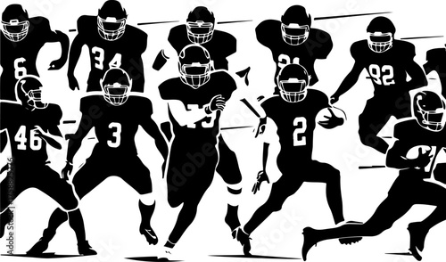 American Football Player Silhouette Set