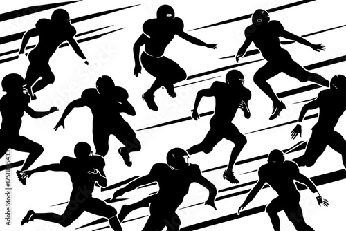 American Football Player Silhouette Set