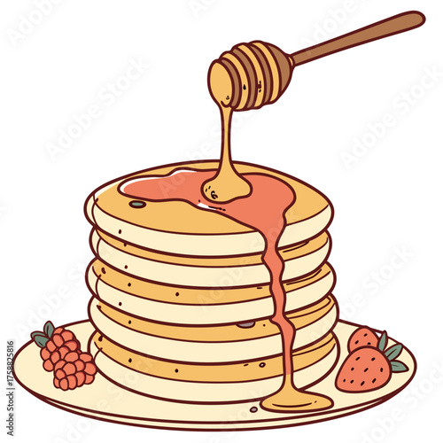 Vector art of pancakes with honey
