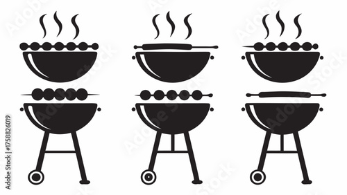 Get ready for summer grilling with these BBQ grill icons perfect for picnics and outdoor cooking fun