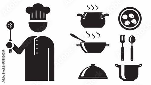 Professional chef cooking delicious meals, perfect for restaurant menus and culinary projects