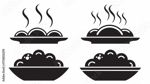 Steaming food bowls showcase healthy delicious meal options, perfect for restaurant menus and food blogs