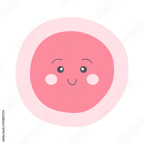 Cute human egg cell in cartoon style for medicine and science. Vector illustration.