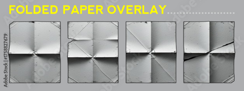 Vintage grunge old paper texture with wrinkles and folded effect. Rectangles and square old photo frames template collection. Grange and punk overlay folded paper texture. Worn, torn, weathered effect