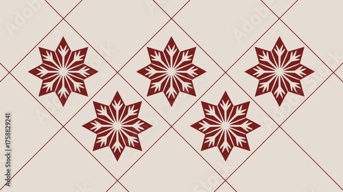 Create stunning holiday projects with this seamless floral star tile pattern, perfect for winter season designs and festive crafts in a neutral palette