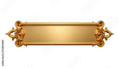 Ornamental gold banner frame with intricate detailing, perfect for adding a touch of luxury and