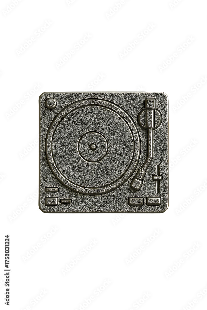 Fototapeta premium Detailed top view of a vintage turntable for music enthusiasts.