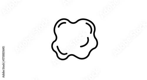 Abstract amoeba shape outline on white background minimalist design for biology concept