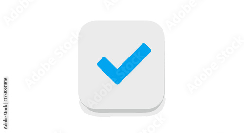 Blue check mark on white rounded square representing approval and completion