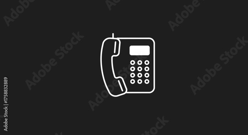 Elegant outline icon of a desk telephone against a minimalist dark backdrop