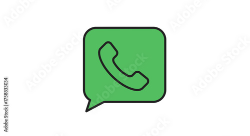Green Phone Icon Inside a Speech Bubble Representing Communication Concept
