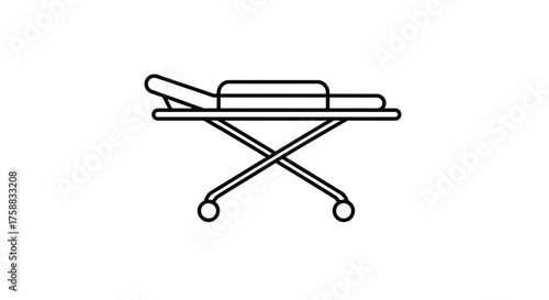 Iconic representation of a stretcher utilized in medical emergencies and transport