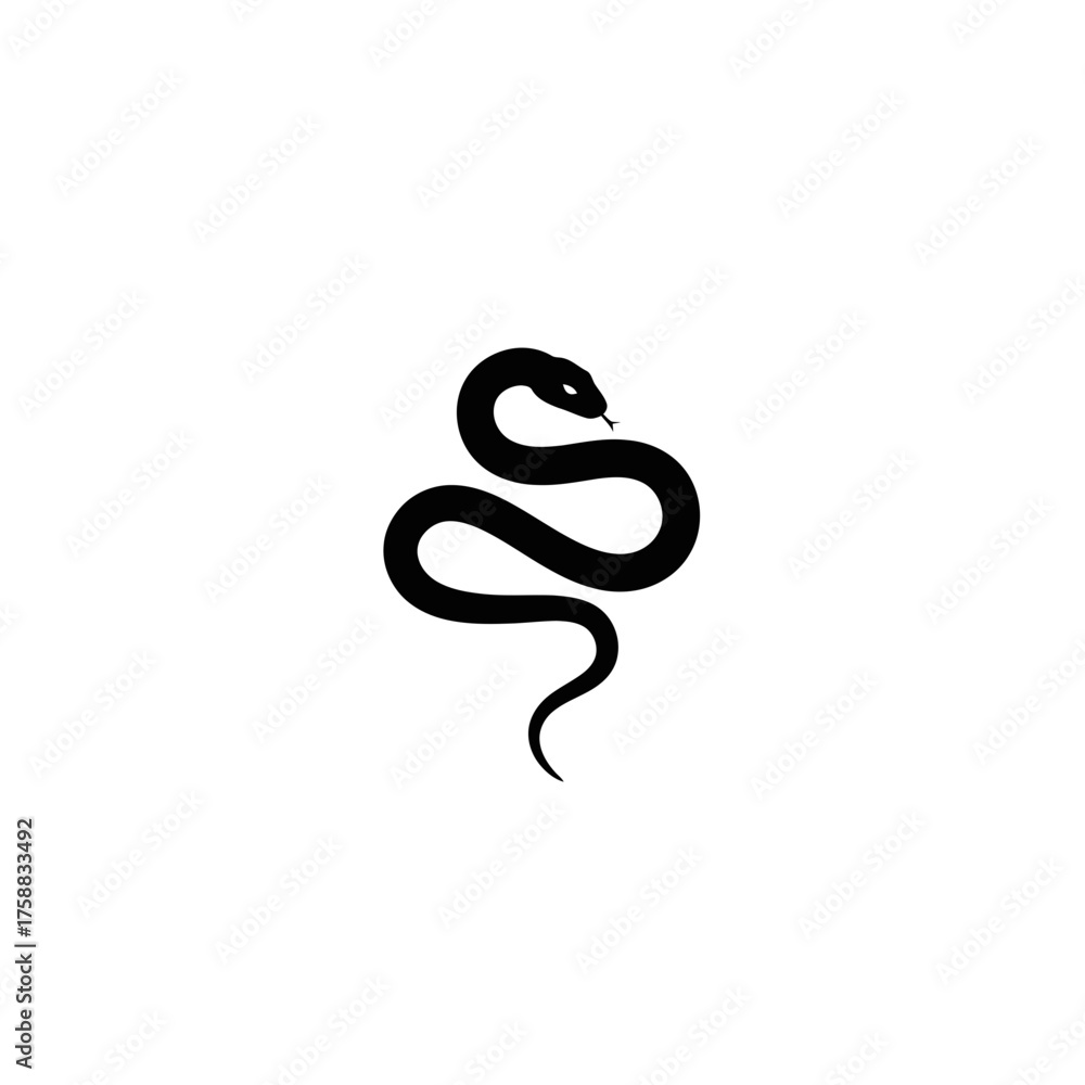 Obraz premium Minimalist black snake illustration on a white background for diverse applications