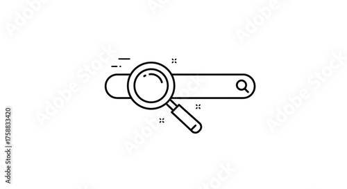 Magnifying glass over search bar vector illustration representing searching online