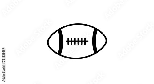 Minimalist black and white line drawing of an american football design