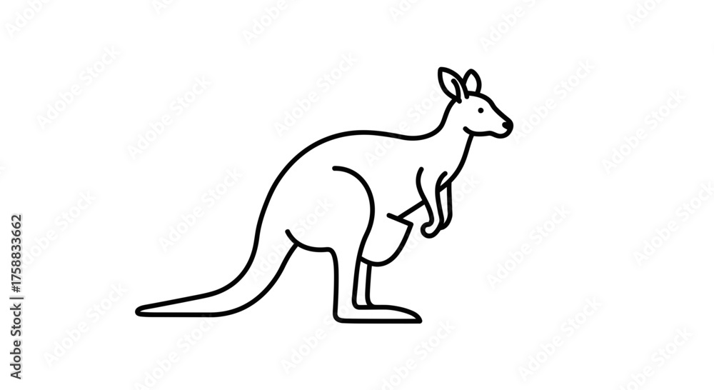 Fototapeta premium Minimalist kangaroo illustration on a clean white backdrop for various use cases