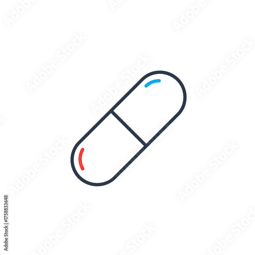 Minimalist illustration of a medical capsule symbolizing healthcare and medication