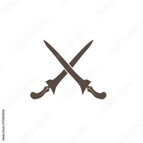 The kris or keris  with its elaborately carved handle and wavy blade