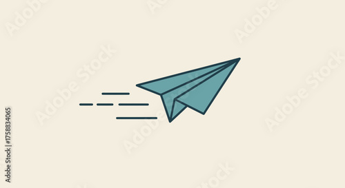 Paper airplane in flight, concept of freedom, simplicity and creativity