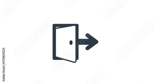 Simple exit door icon graphic with directional arrow for emergency escape