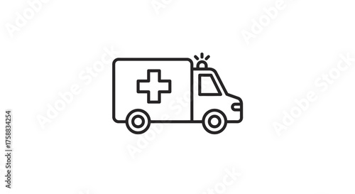 Simple Line Art Icon of an Ambulance for Medical and Emergency Services