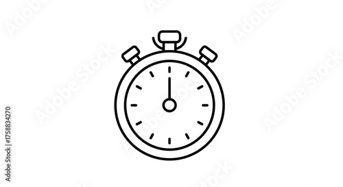 Simple line art illustration of a classic stopwatch for timing and measuring