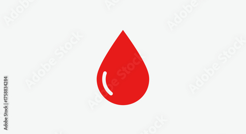 Simple red blood drop vector illustration isolated on white background