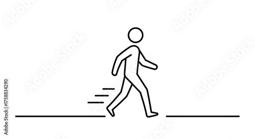 Simple stick figure illustration depicting a person walking over an obstacle