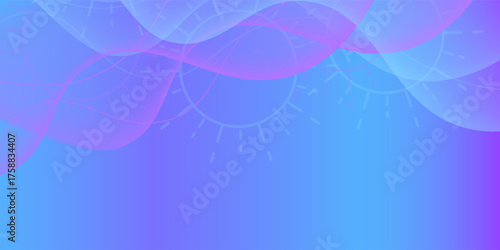Banner background, blue and purple gradations, colorful, wavy effect stye, memphis