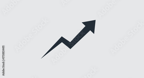 Stylish zigzag arrow pointing upwards, symbolizing growth and positive trends