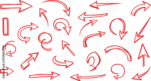 Red Arrows Collection Diverse Designs for Navigation and Directional Cues