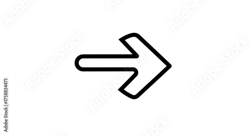 Stylized Right Arrow Symbol with Bold Outline on a Clean White Background