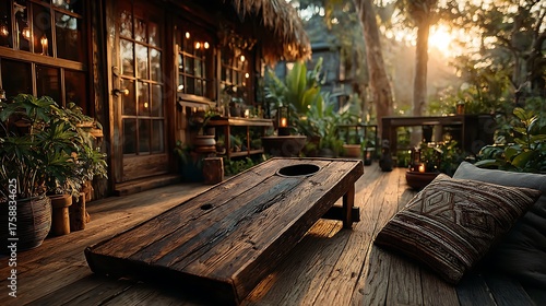 Bamboo cornhole boards outdoor rustic game high resolution picture