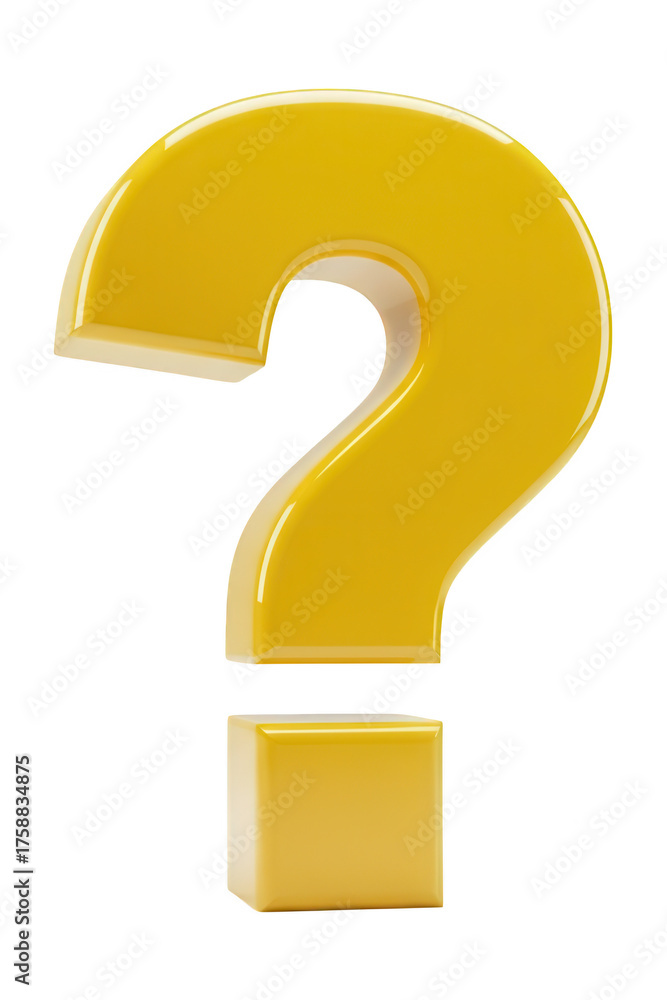 Naklejka premium Glossy yellow question mark symbol with a white background.