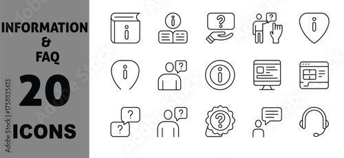 Icon set vector art of information and faq icons collection