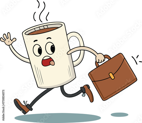 Running Coffee Cup Funny Morning Office